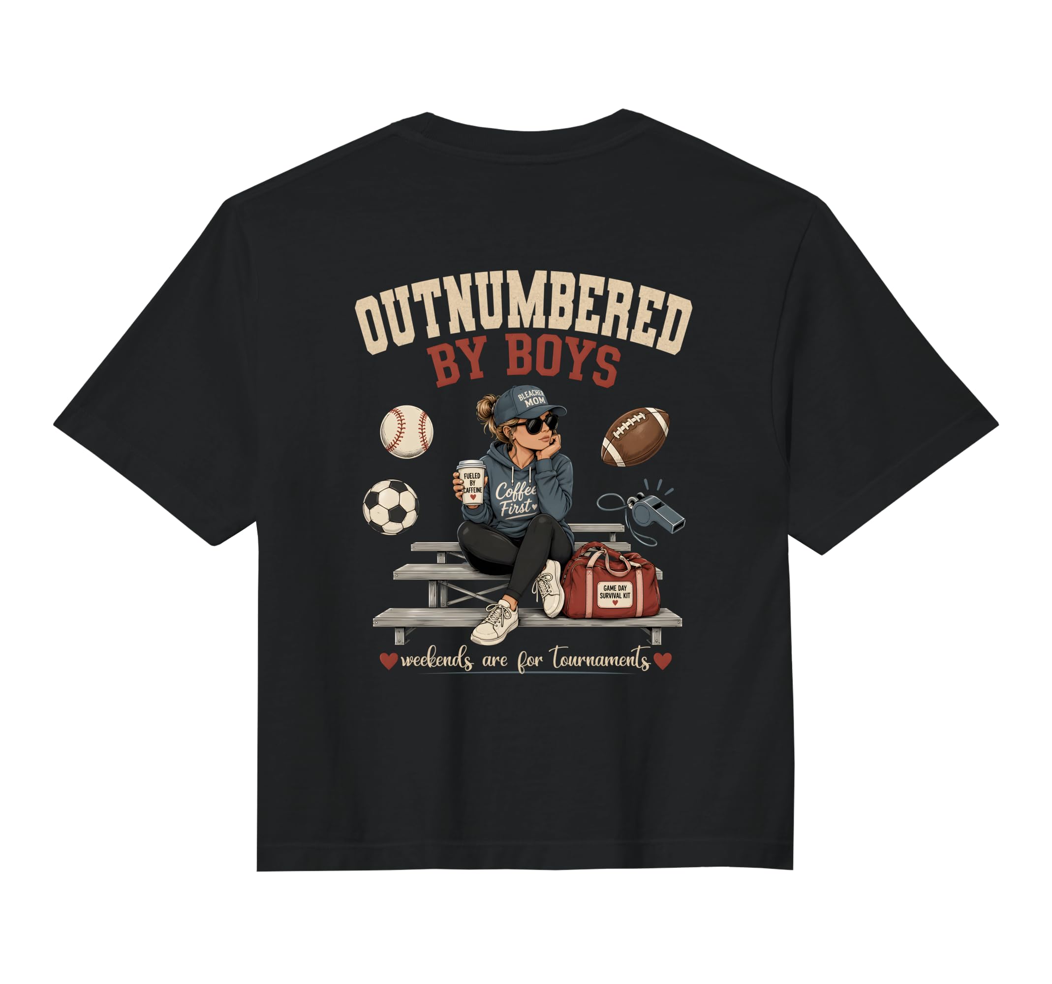 Outnumbered Sports Mom Back Comfort Hoodie - Unique Graphic Men Women - T-Shirt, Sweatshirt, Hoodie