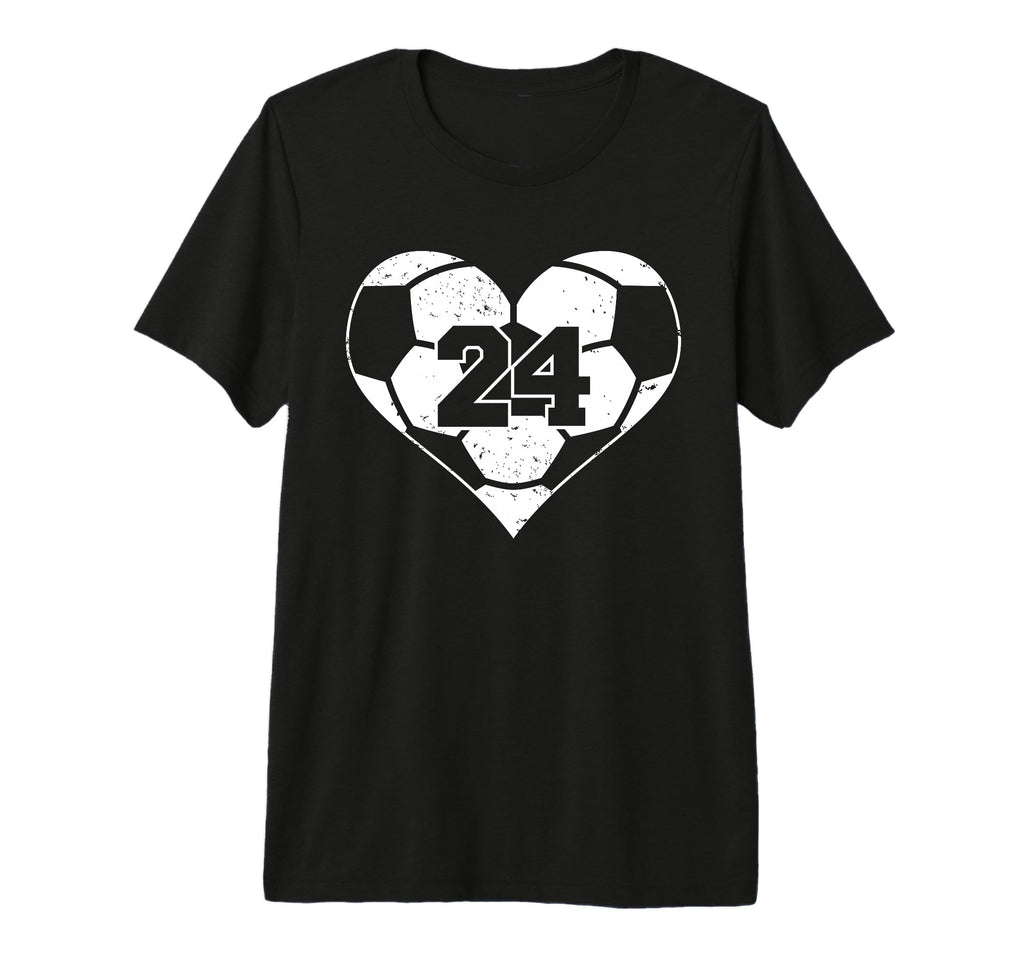 Soccer Number 24 Jersey Funny Soccer Heart T-Shirt - Unique Graphic Unisex - T-Shirt, Sweatshirt, Hoodie