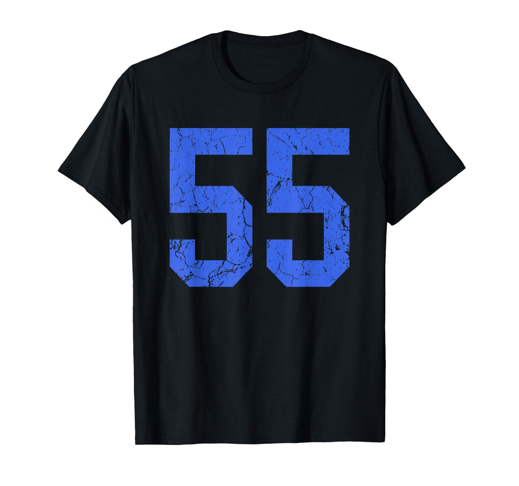 Distressed Royal Blue Number 55 T-Shirt - Streetwear Style for Adults - T-Shirt, Sweatshirt, Hoodie