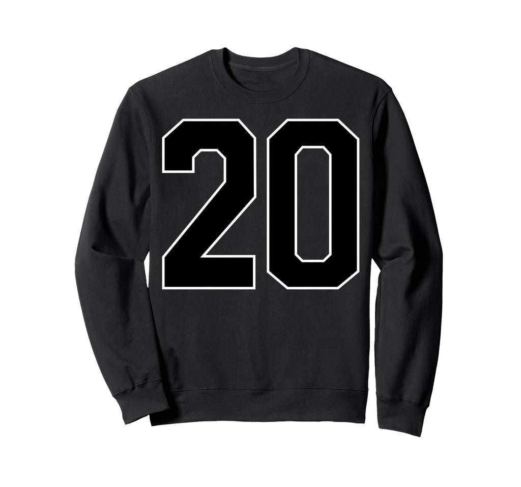 Black Sports Team Number 20 Fan Sweatshirt - Unique Graphic Men Women - T-Shirt, Sweatshirt, Hoodie
