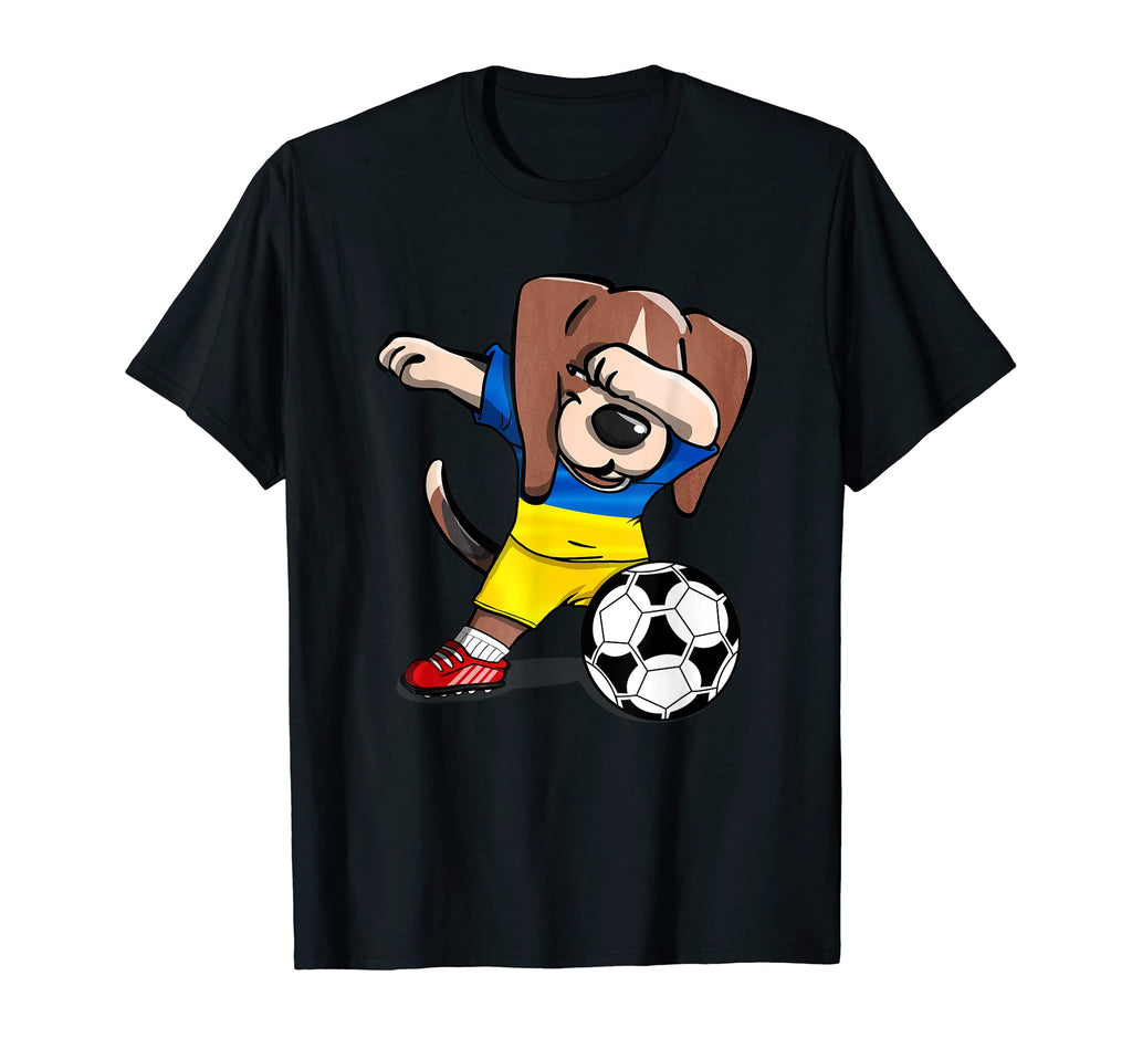 Dabbing Beagle Dog Ukraine Football T-Shirt - Casual Everyday Wear Unisex - T-Shirt, Sweatshirt, Hoodie