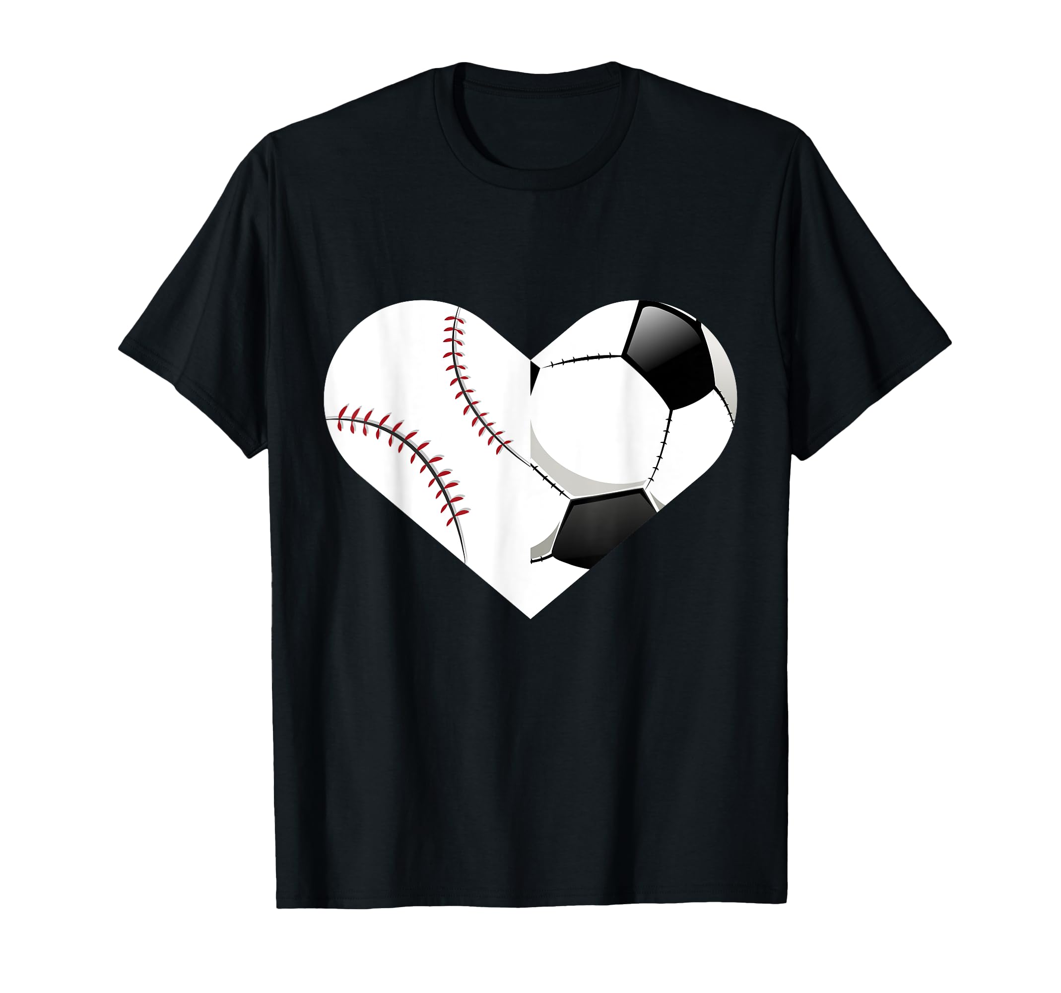 Soccer Baseball Heart Sports T-Shirt - Fun Novelty Design Men Women - T-Shirt, Sweatshirt, Hoodie