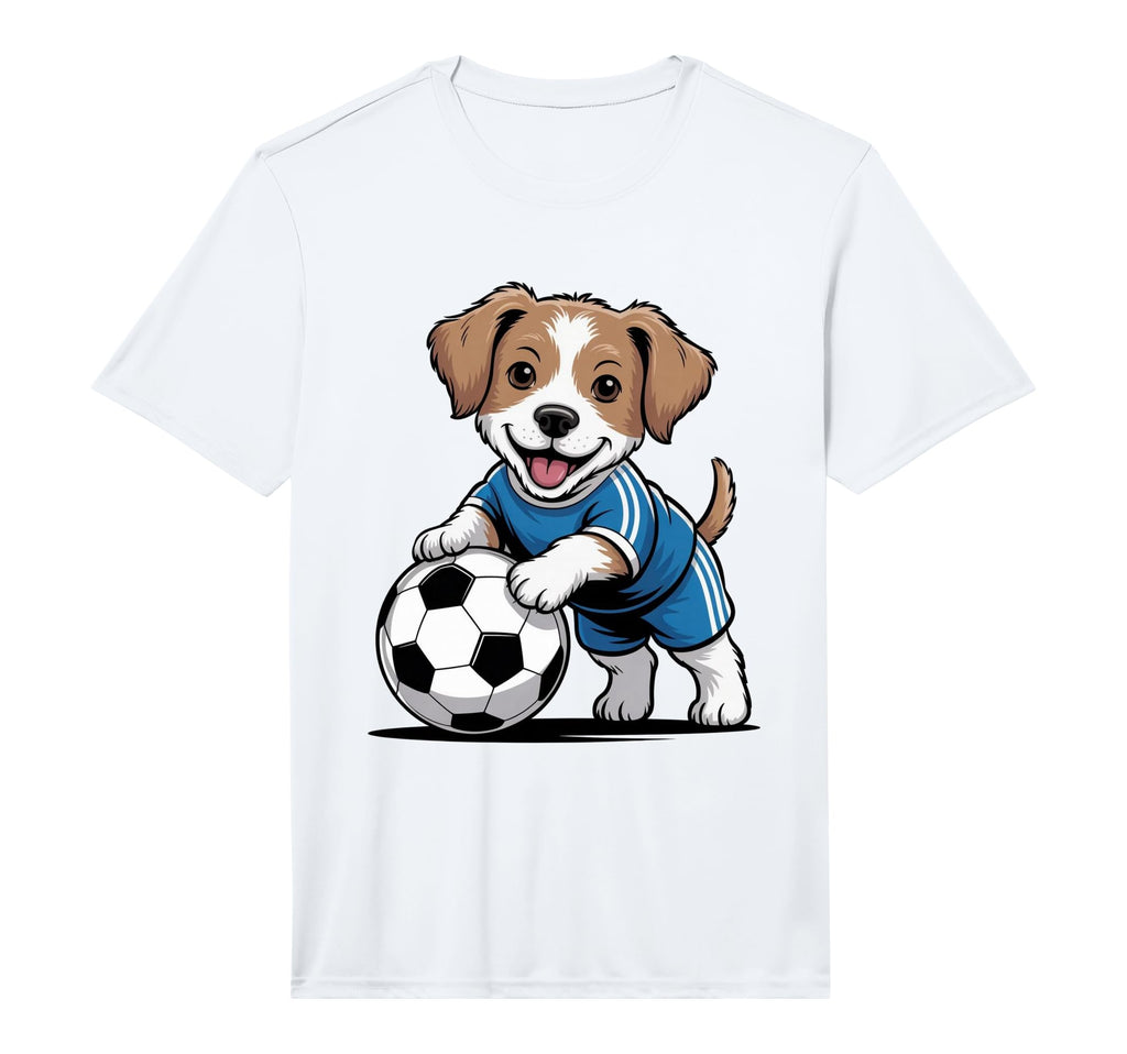 Dog Puppy Playing Soccer Football T-Shirt - Aesthetic Graphic for Adults - T-Shirt, Sweatshirt, Hoodie