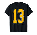 Gold And White Sports Number 13 Jersey T-Shirt - Minimalist Print Unisex - T-Shirt, Sweatshirt, Hoodie