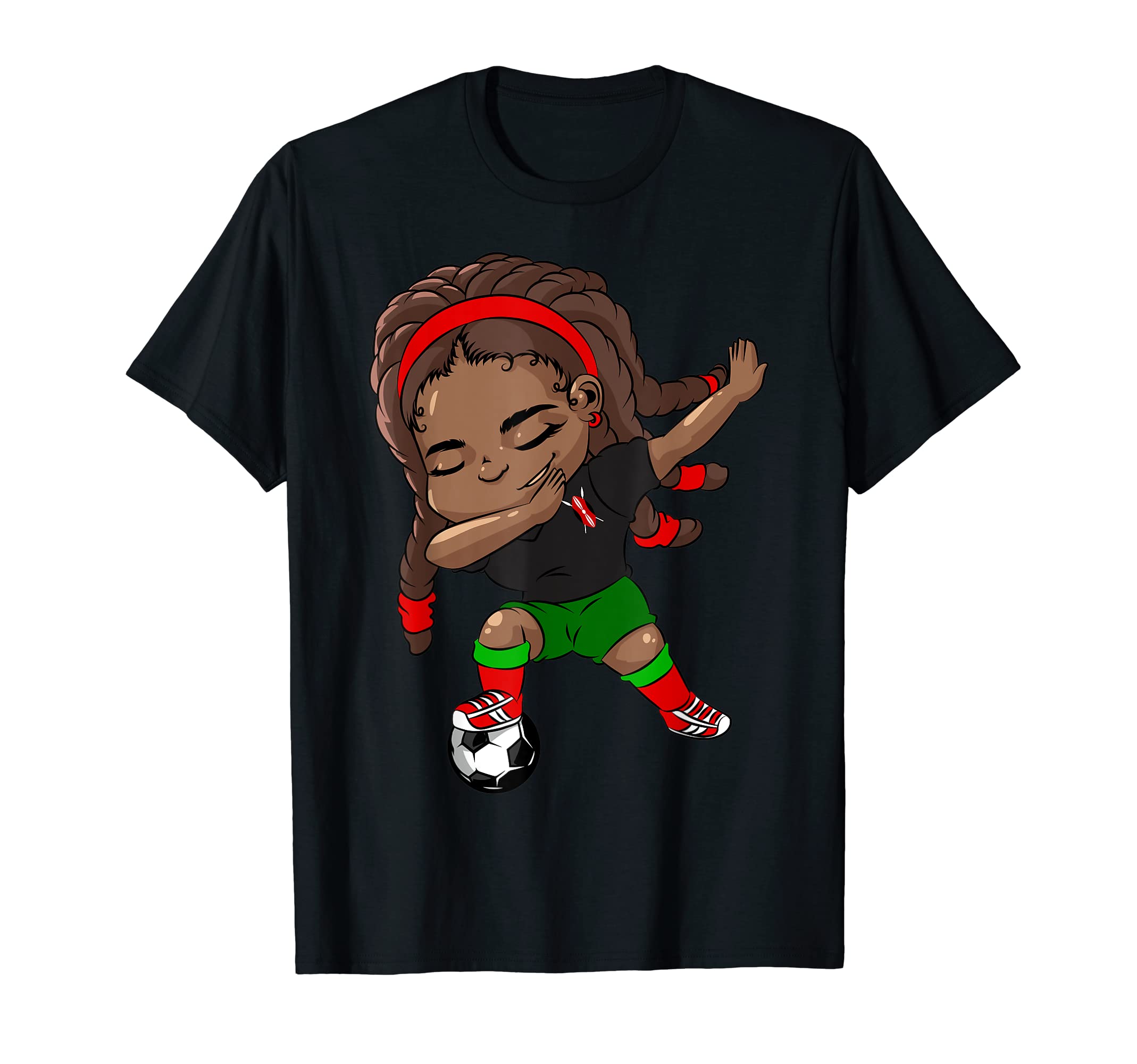 Kenya African Dabbing Soccer Black Jersey T-Shirt - Graphic Print Unisex - T-Shirt, Sweatshirt, Hoodie