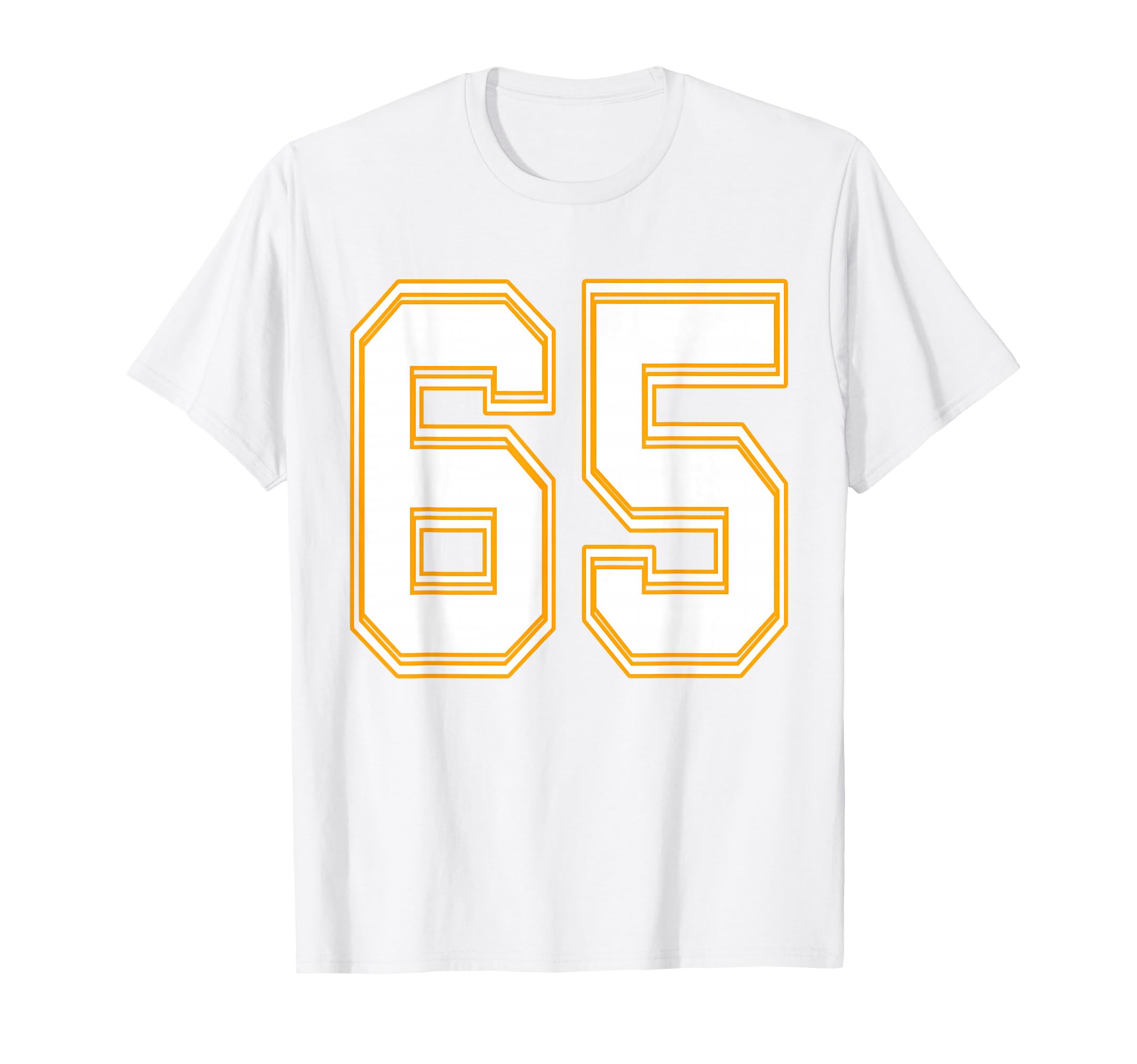Number 65 Red Yellow White T-Shirt - Fun Novelty Design for Adults - T-Shirt, Sweatshirt, Hoodie