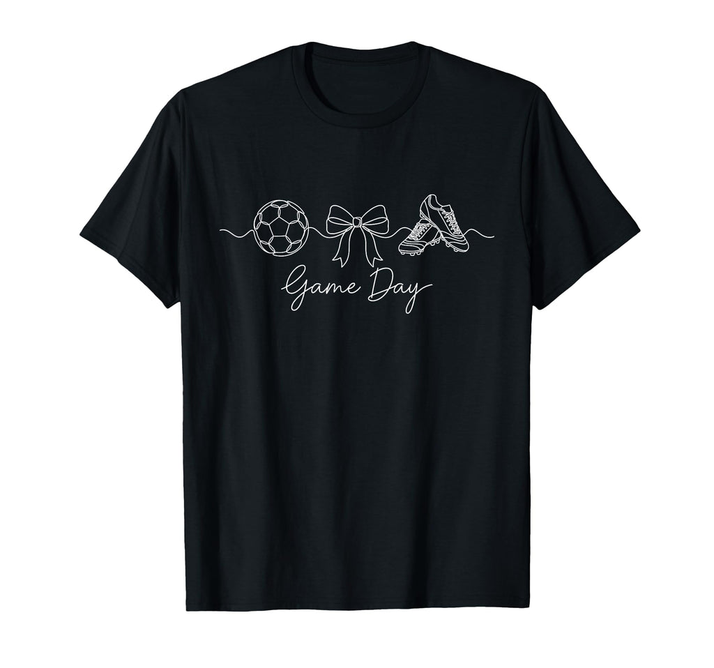 Game Day Soccer Mom Ball Bow Cleats T-Shirt - Minimalist Print for Adults - T-Shirt, Sweatshirt, Hoodie