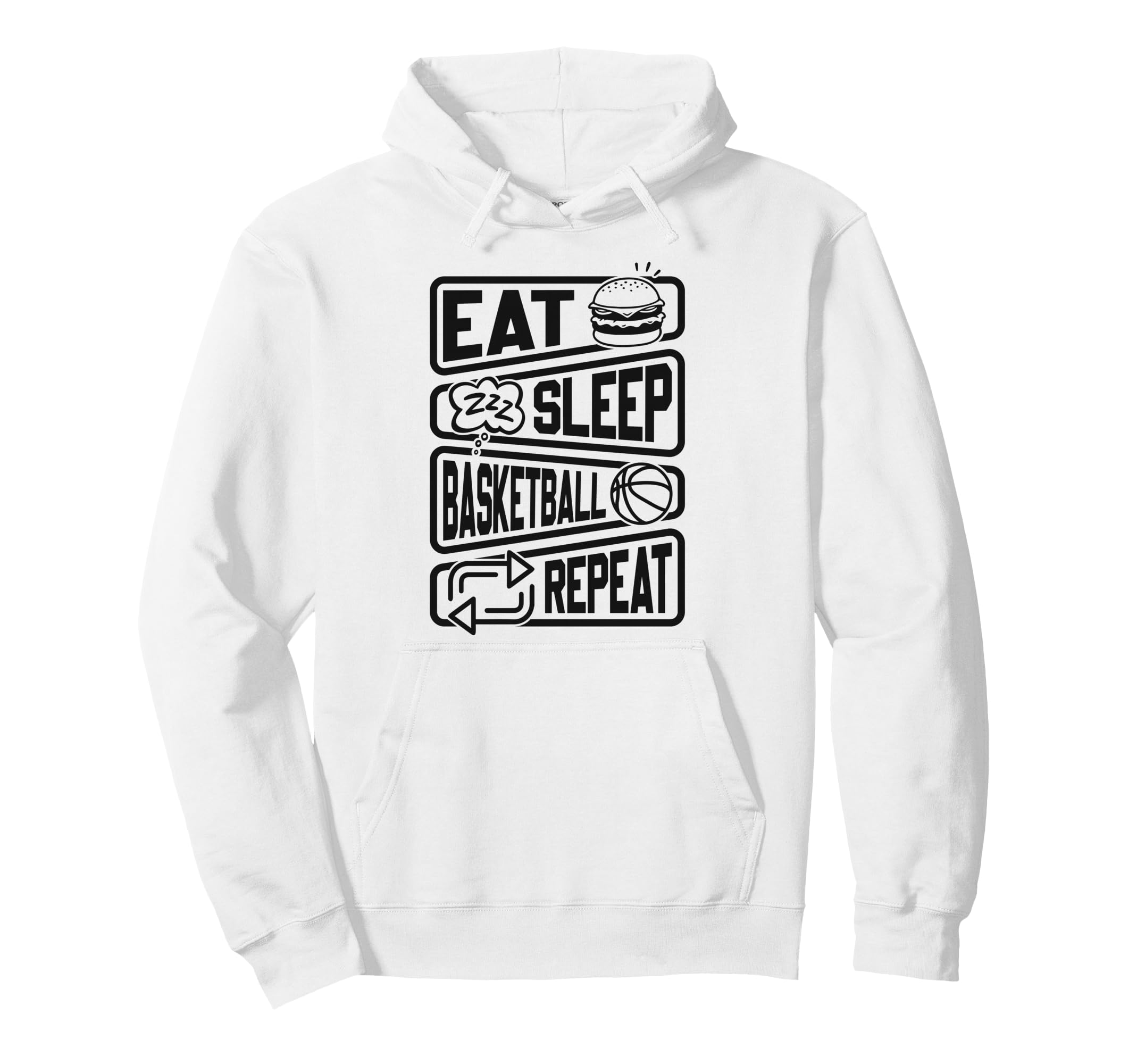 Eat Sleep Basketball Repeat Hoodie - Minimalist Print Men Women - T-Shirt, Sweatshirt, Hoodie