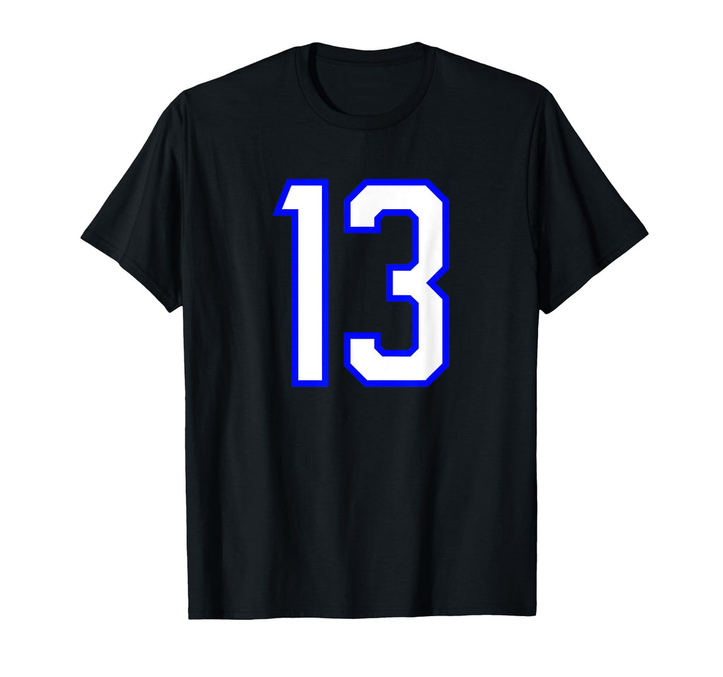 Number 13 Sports Team White Blue Number T-Shirt - Graphic Print Men Women - T-Shirt, Sweatshirt, Hoodie
