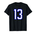 Number 13 Sports Team White Blue Number T-Shirt - Graphic Print Men Women - T-Shirt, Sweatshirt, Hoodie