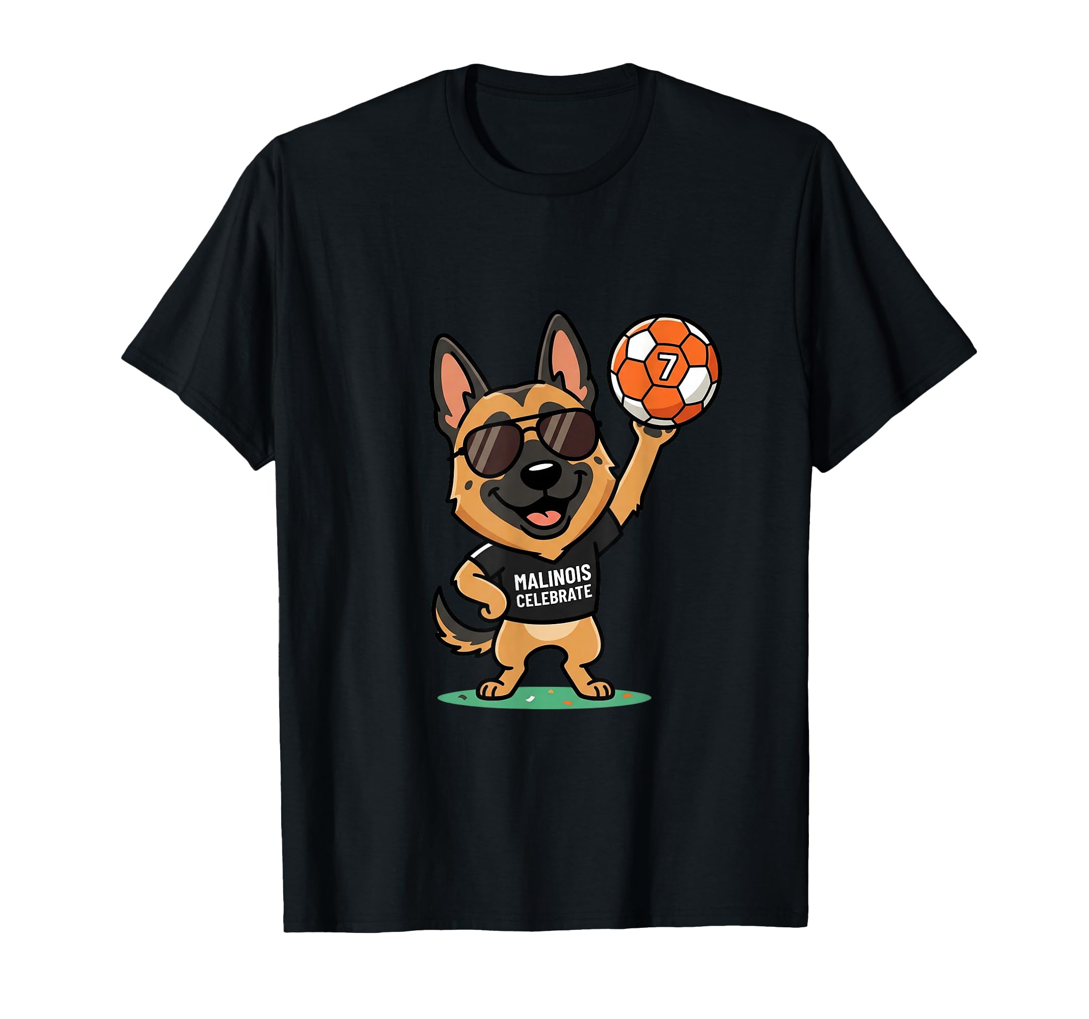 Soccer Malinois Celebrate Dog Seventh T-Shirt - Unique Graphic for Adults - T-Shirt, Sweatshirt, Hoodie