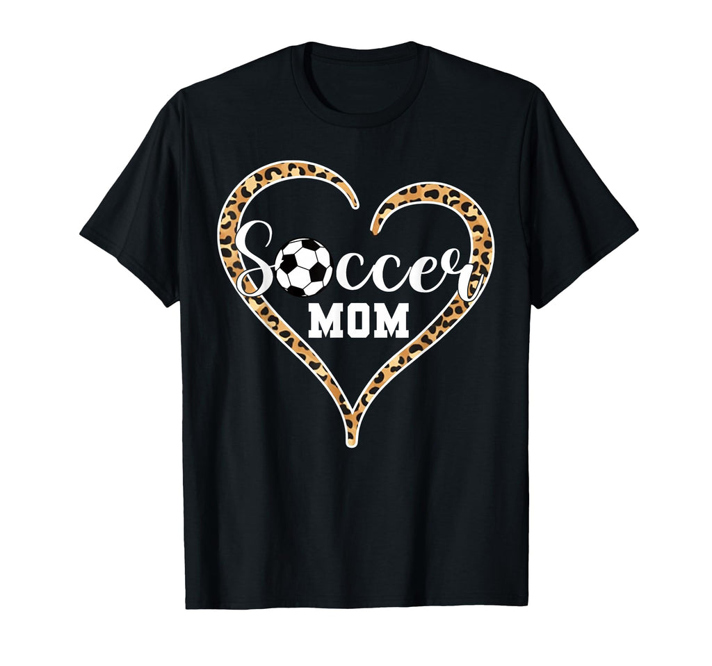 Soccer Mom Leopard Heart Soccer Ball T-Shirt - Minimalist Print Men Women - T-Shirt, Sweatshirt, Hoodie