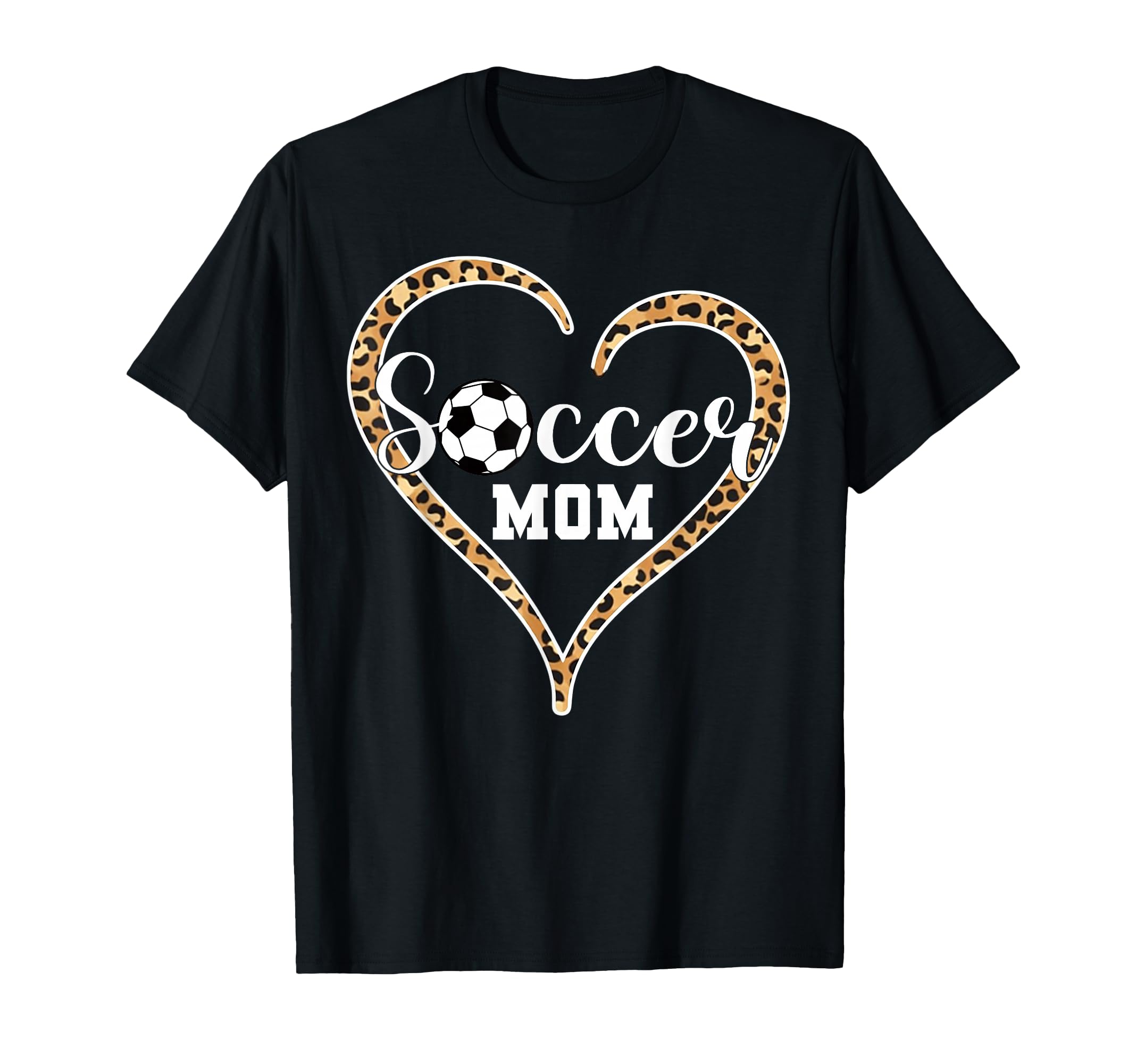 Soccer Mom Leopard Heart Soccer Ball T-Shirt - Minimalist Print Men Women - T-Shirt, Sweatshirt, Hoodie