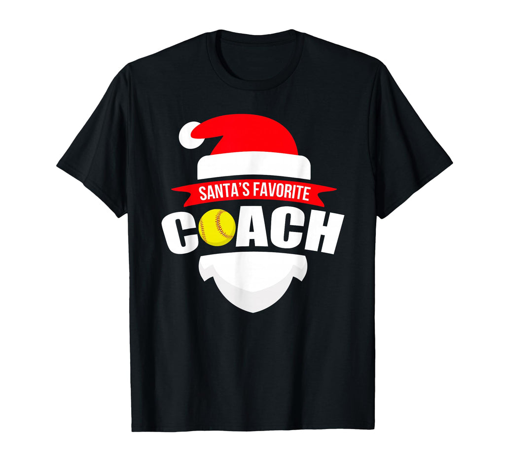 Santas Favorite Softball Coach Funny T-Shirt - Custom Art Print Men Women - T-Shirt, Sweatshirt, Hoodie