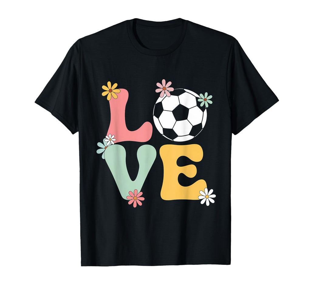 Colorful Love Soccer Floral Accents T-Shirt - Aesthetic Graphic for Adults - T-Shirt, Sweatshirt, Hoodie
