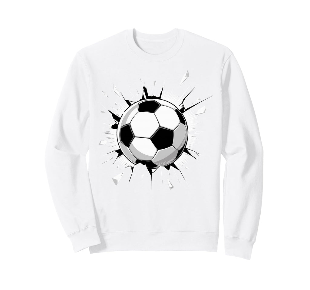 Soccer Ball Crashing Through Wall Sweatshirt - Graphic Print Men Women - T-Shirt, Sweatshirt, Hoodie