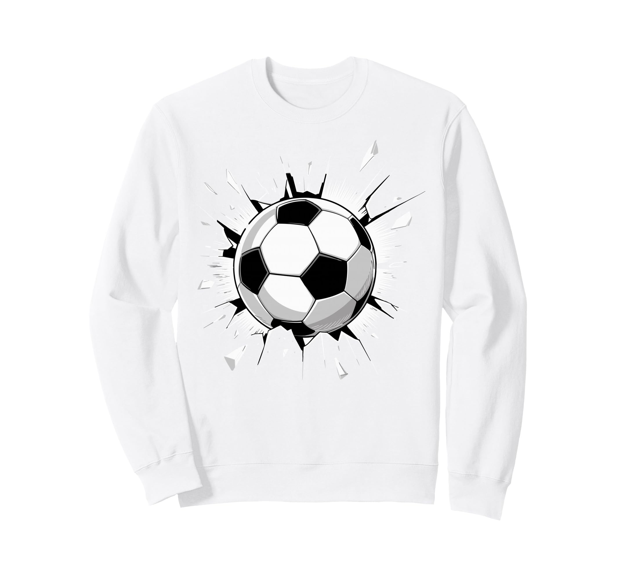 Soccer Ball Crashing Through Wall Sweatshirt - Graphic Print Men Women - T-Shirt, Sweatshirt, Hoodie