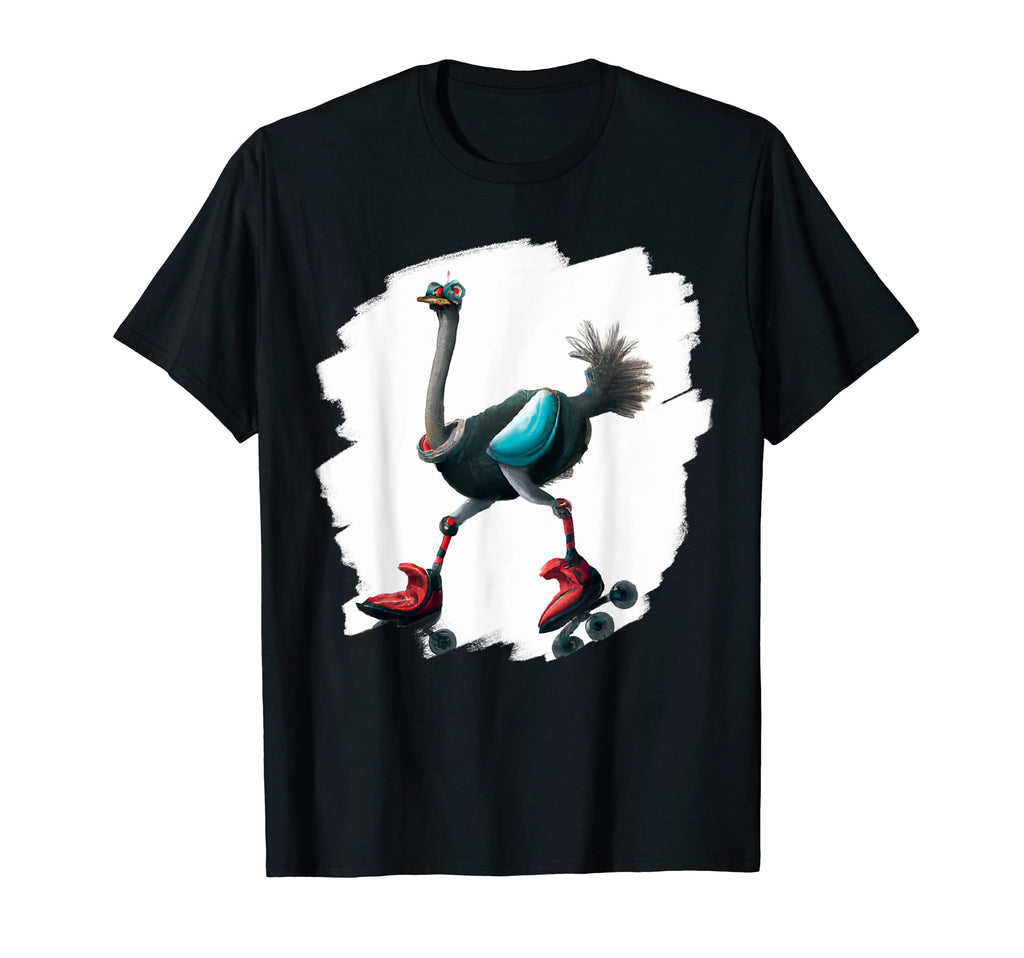 Funny Ostrich Roller Skates Ostrich T-Shirt - Minimalist Print for Adults - T-Shirt, Sweatshirt, Hoodie