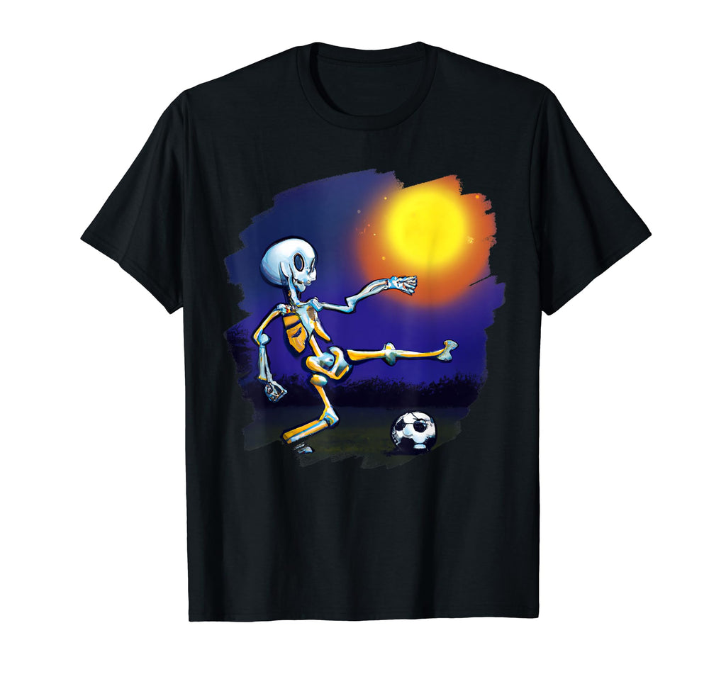 Skeleton Playing Soccer Funny T-Shirt - Minimalist Print for Adults - T-Shirt, Sweatshirt, Hoodie