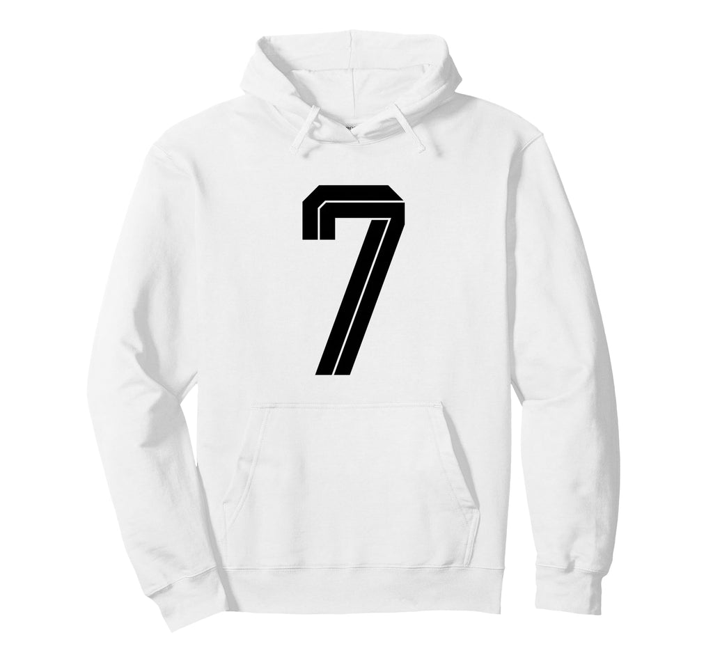 7 White Number 7 Sports Fan Soccer Hoodie - Aesthetic Graphic Unisex - T-Shirt, Sweatshirt, Hoodie
