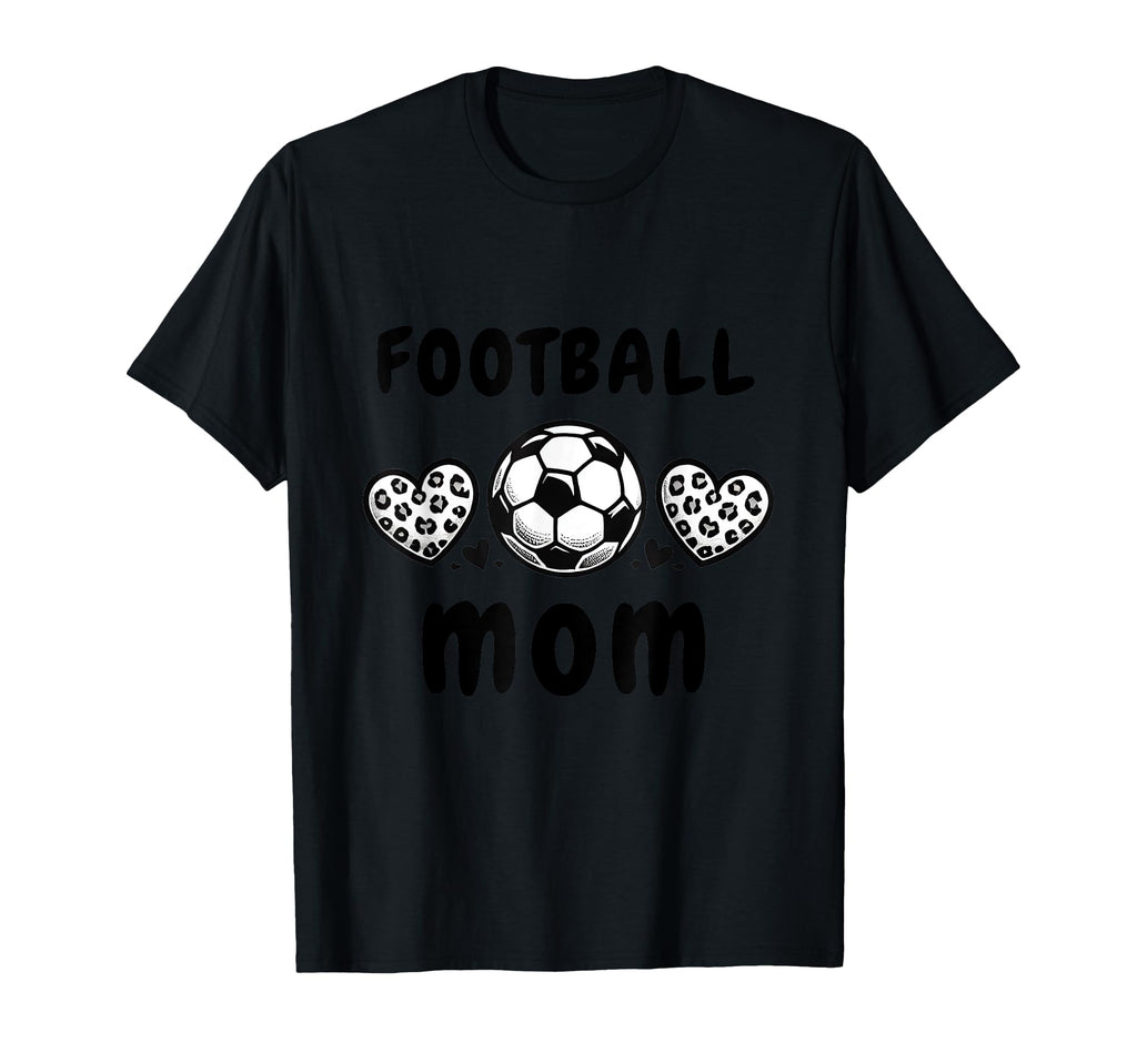Football Mom Leopard Heart Football T-Shirt - Aesthetic Graphic Men Women - T-Shirt, Sweatshirt, Hoodie