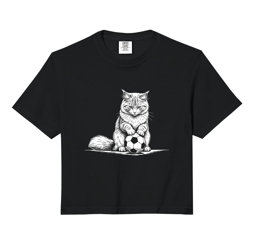 Soccer Cat Playing Ball Funny Kitten Hoodie - Fun Novelty Design Men Women - T-Shirt, Sweatshirt, Hoodie