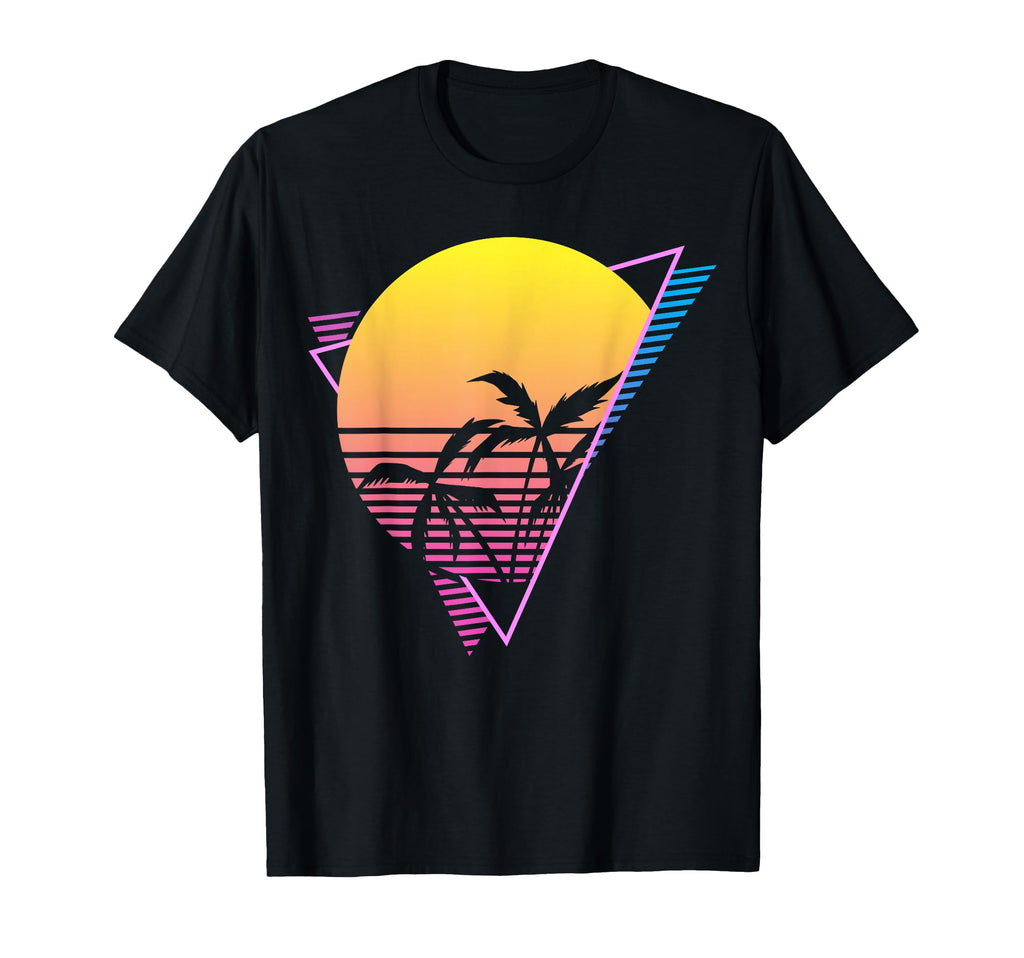 Sunset Palm Trees Synthwave Vaporwave T-Shirt - Custom Art Print Men Women - T-Shirt, Sweatshirt, Hoodie