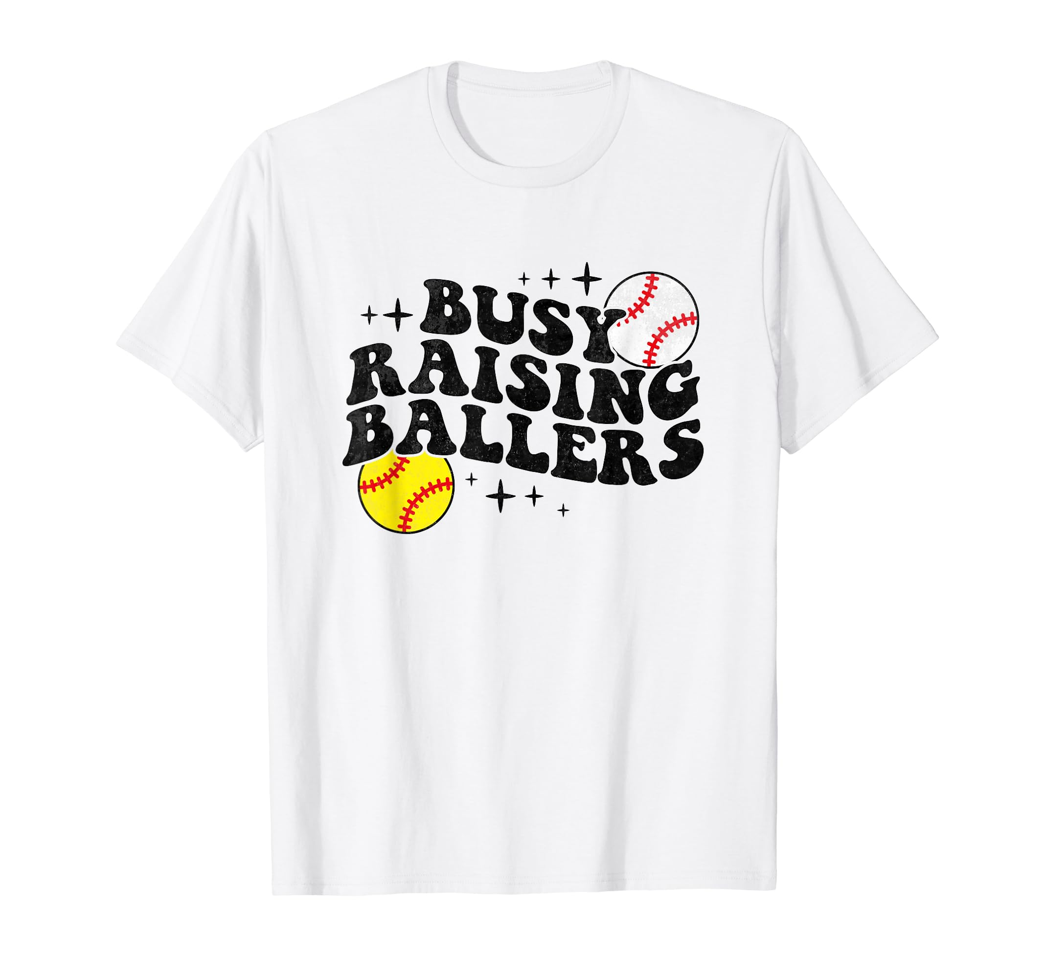 Busy Raising Ballers Softball Baseball Mama T-Shirt - Graphic Print Unisex - T-Shirt, Sweatshirt, Hoodie