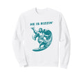 He Is Rizzin Jesus Surfing Sweatshirt - Casual Everyday Wear for Adults - T-Shirt, Sweatshirt, Hoodie