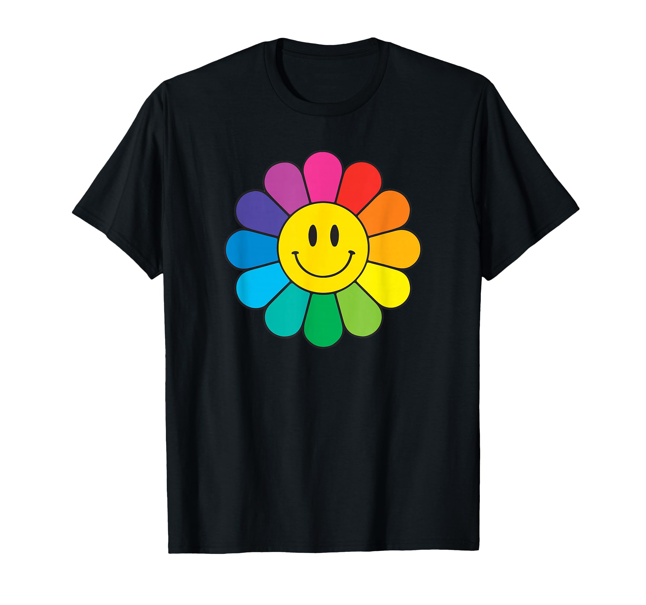 Happy Rainbow Flower T-Shirt - Unique Graphic Men Women - T-Shirt, Sweatshirt, Hoodie