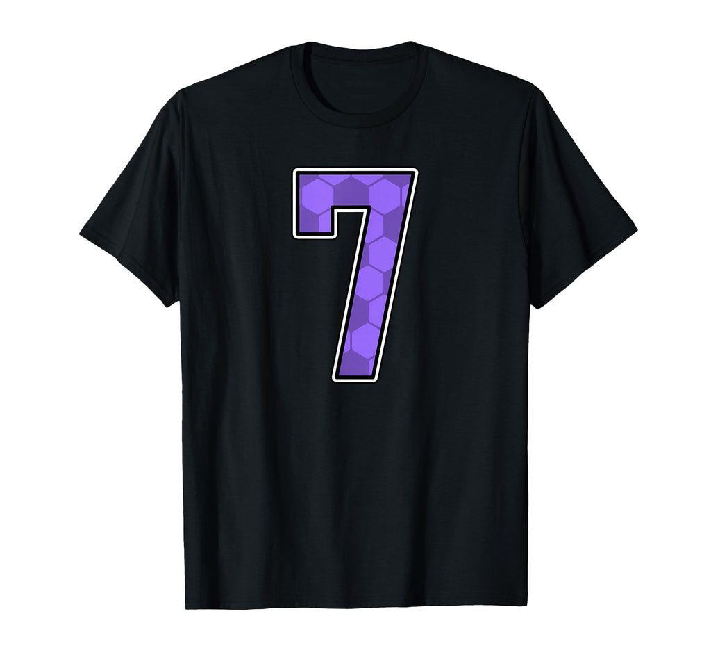 Purple Soccer Pattern Number 7 T-Shirt - Casual Everyday Wear Men Women - T-Shirt, Sweatshirt, Hoodie