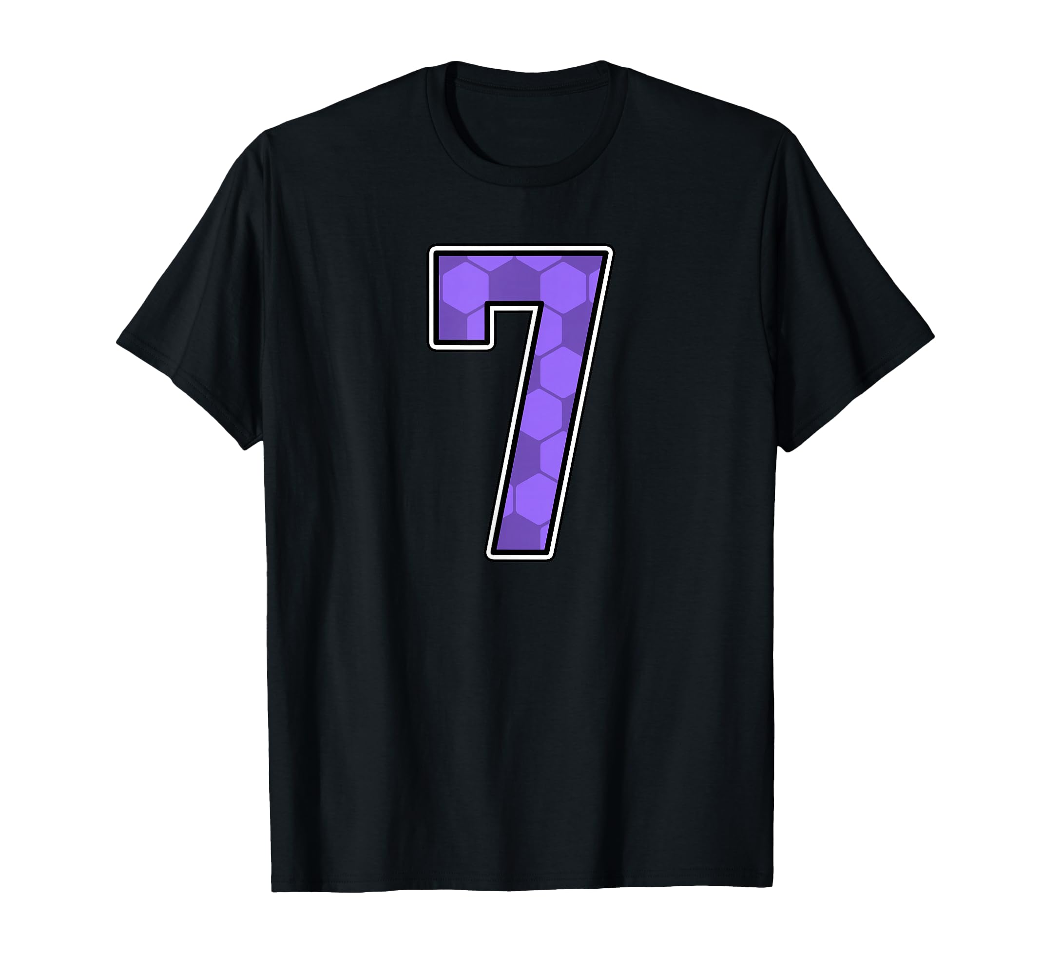 Purple Soccer Pattern Number 7 T-Shirt - Casual Everyday Wear Men Women - T-Shirt, Sweatshirt, Hoodie