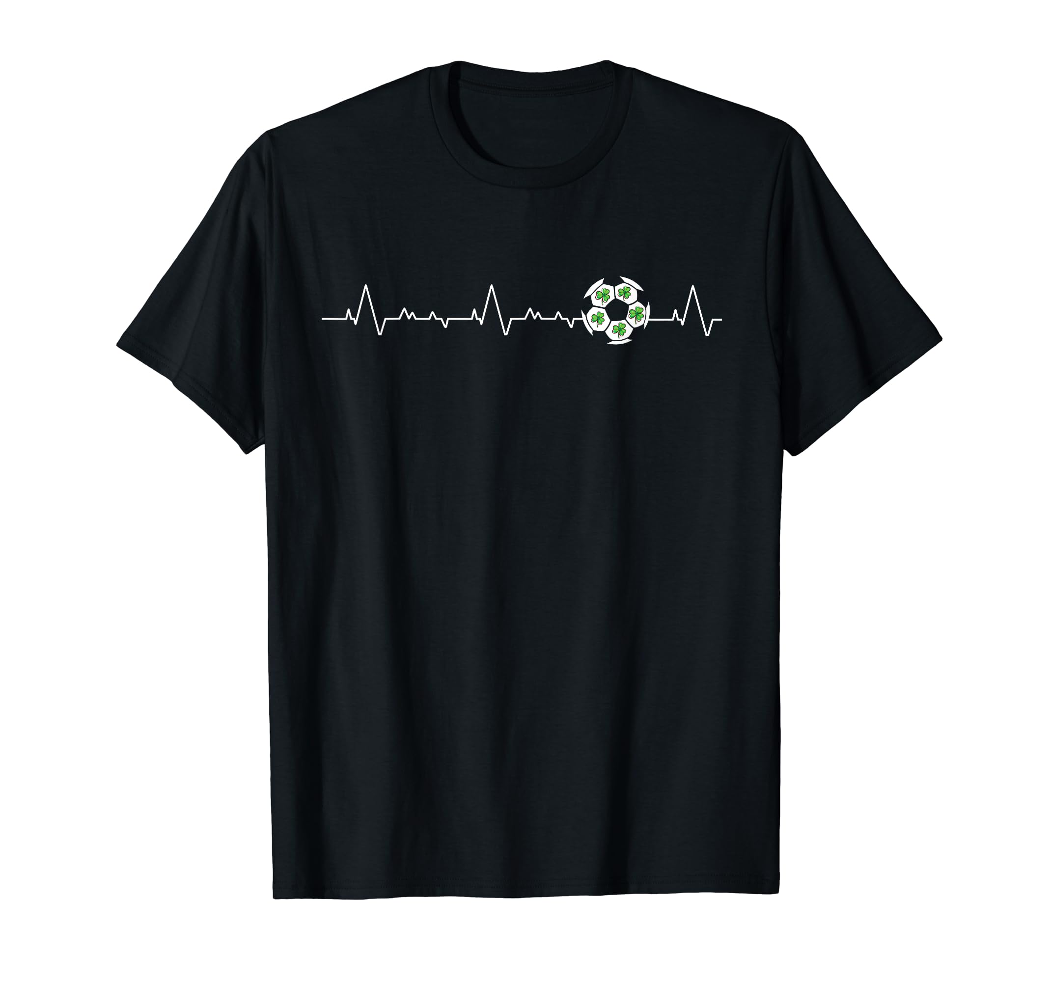 St Patrick Day Soccer Heartbeat T-Shirt - Casual Everyday Wear for Adults - T-Shirt, Sweatshirt, Hoodie