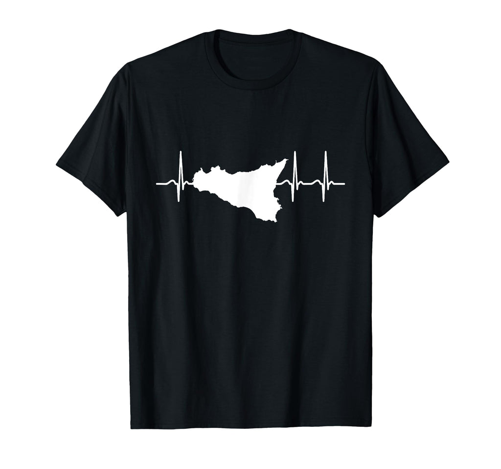 Sicilia Ekg Heartbeat Flag Sicily T-Shirt - Custom Art Print Men Women - T-Shirt, Sweatshirt, Hoodie
