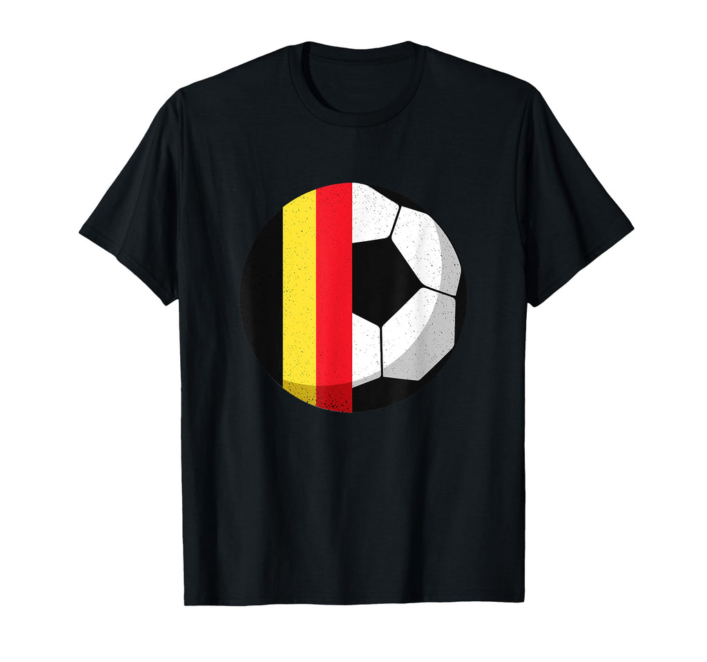 Half Belgium Flag Half Football T-Shirt - Trendy Graphic for Adults - T-Shirt, Sweatshirt, Hoodie