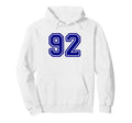 Blue Sport Team Number 92 Hoodie - Novelty Apparel for Adults - T-Shirt, Sweatshirt, Hoodie