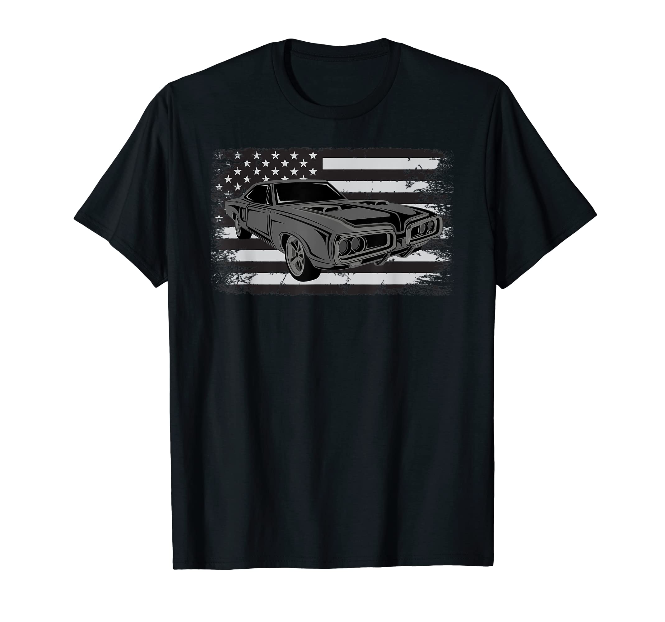 1960S Muscle Car American Flag T-Shirt - Minimalist Print Men Women - T-Shirt, Sweatshirt, Hoodie