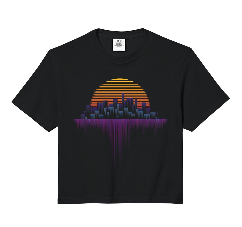 Synthwave Outrun Vaporwave City Sunset Hoodie - Graphic Print for Adults - T-Shirt, Sweatshirt, Hoodie