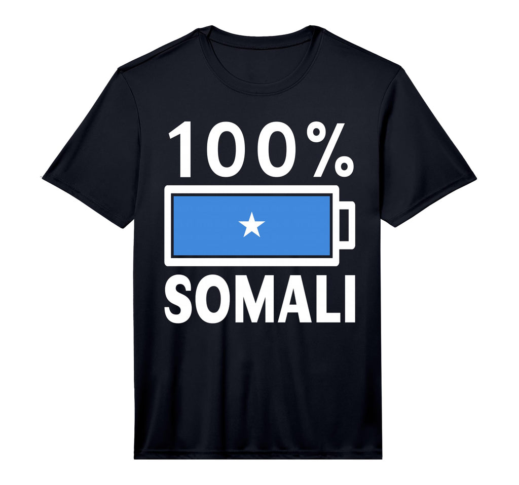 Somalia Flag 100 Somali Battery Power T-Shirt - Novelty Apparel Men Women - T-Shirt, Sweatshirt, Hoodie