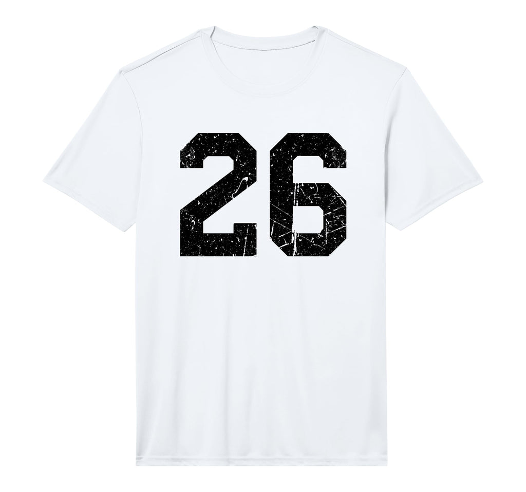 26 Distressed Black Sports Team Number T-Shirt - Novelty Apparel Unisex - T-Shirt, Sweatshirt, Hoodie