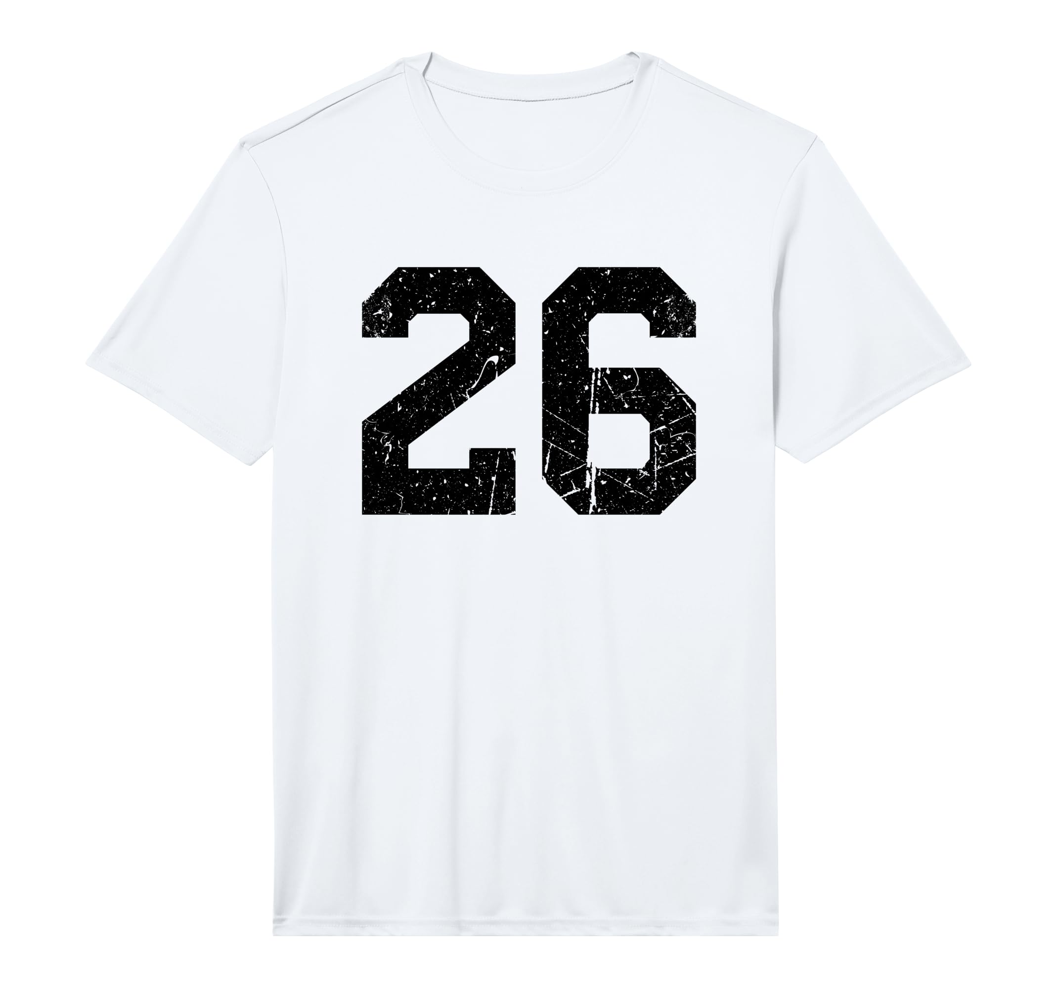 26 Distressed Black Sports Team Number T-Shirt - Novelty Apparel Unisex - T-Shirt, Sweatshirt, Hoodie