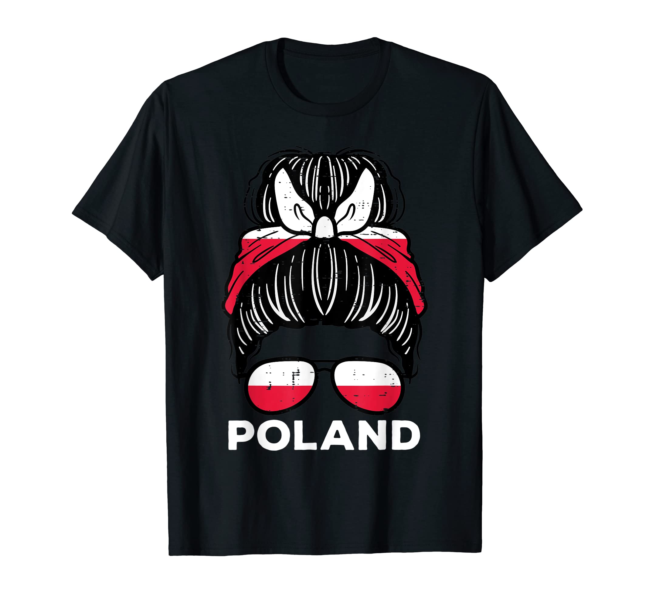 Poland Flag Polish Hairbun Football T-Shirt - Novelty Apparel Men Women - T-Shirt, Sweatshirt, Hoodie