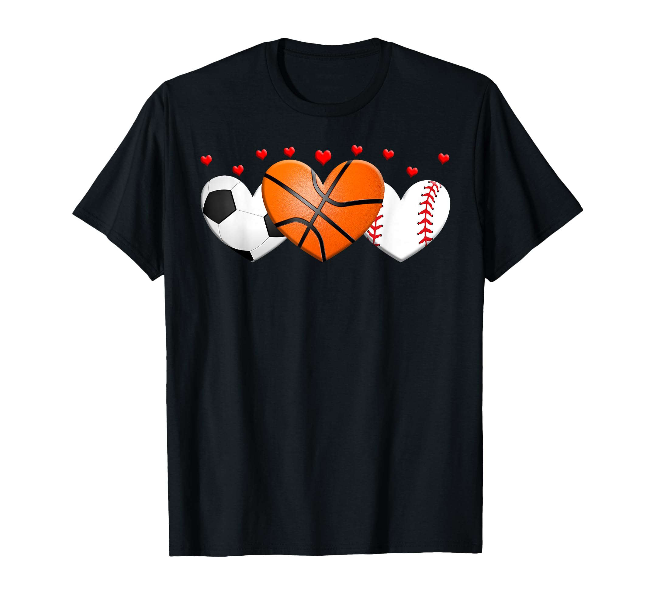 Heart Basketball Soccer Baseball T-Shirt - Unique Graphic Unisex - T-Shirt, Sweatshirt, Hoodie
