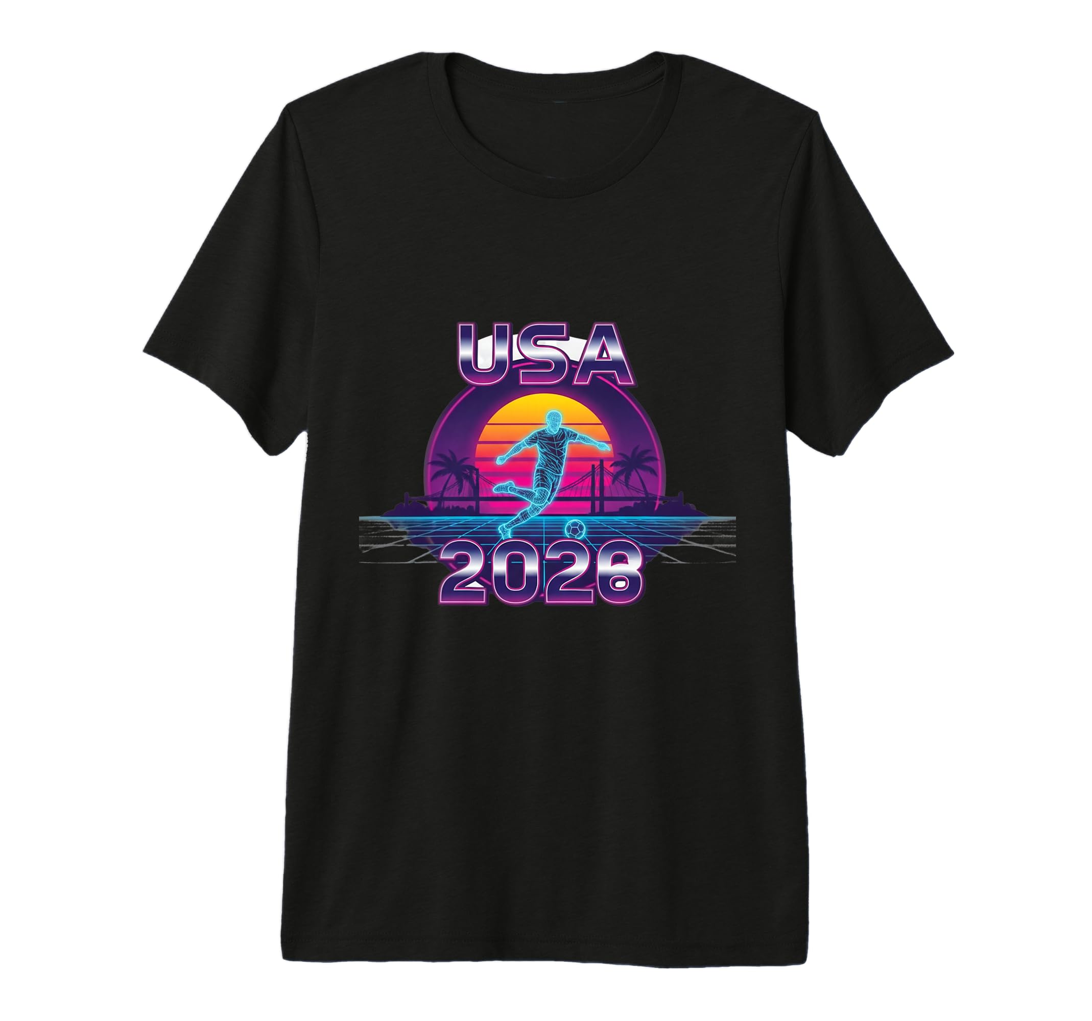 Outrun 80S Soccer Player Synthwave T-Shirt - Minimalist Print Men Women - T-Shirt, Sweatshirt, Hoodie