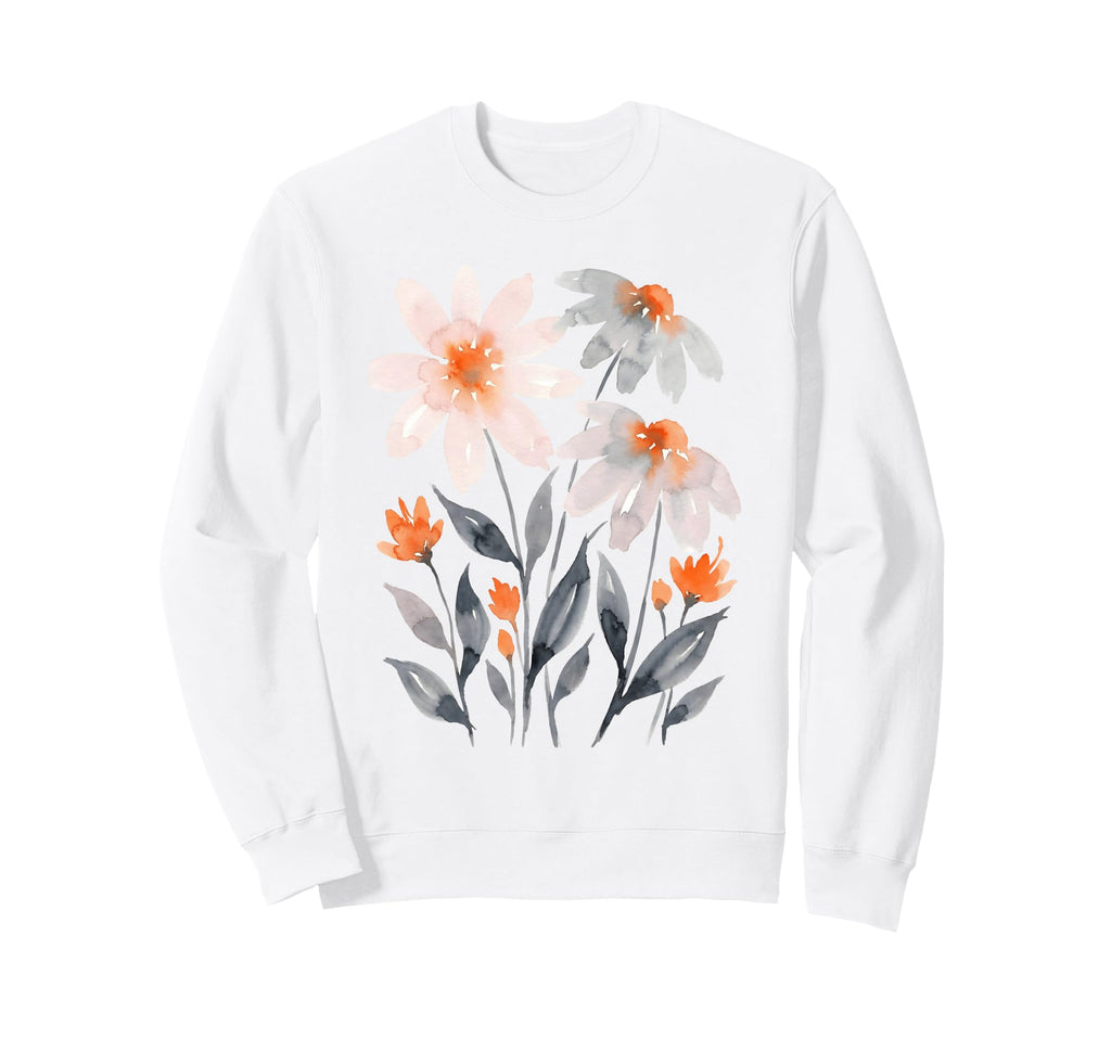 Boho Wildflowers Watercolor Floral Sweatshirt - Novelty Apparel for Adults - T-Shirt, Sweatshirt, Hoodie