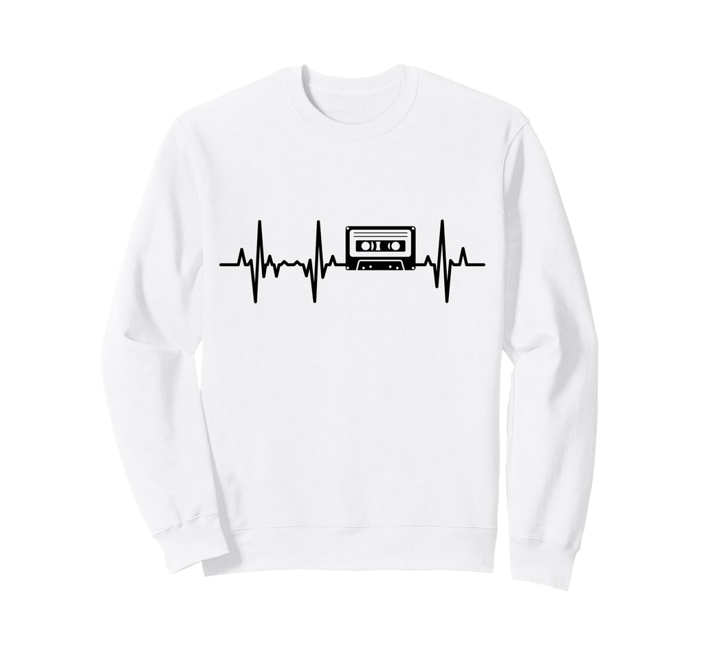80S Cassette Tape Heartbeat Sweatshirt - Unique Graphic Men Women - T-Shirt, Sweatshirt, Hoodie