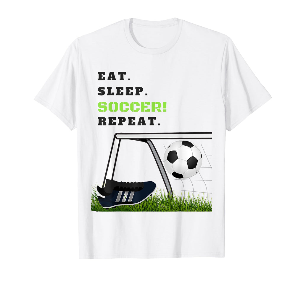 Eat Sleep Soccer Repeat Soccer Goal T-Shirt - Aesthetic Graphic Unisex - T-Shirt, Sweatshirt, Hoodie