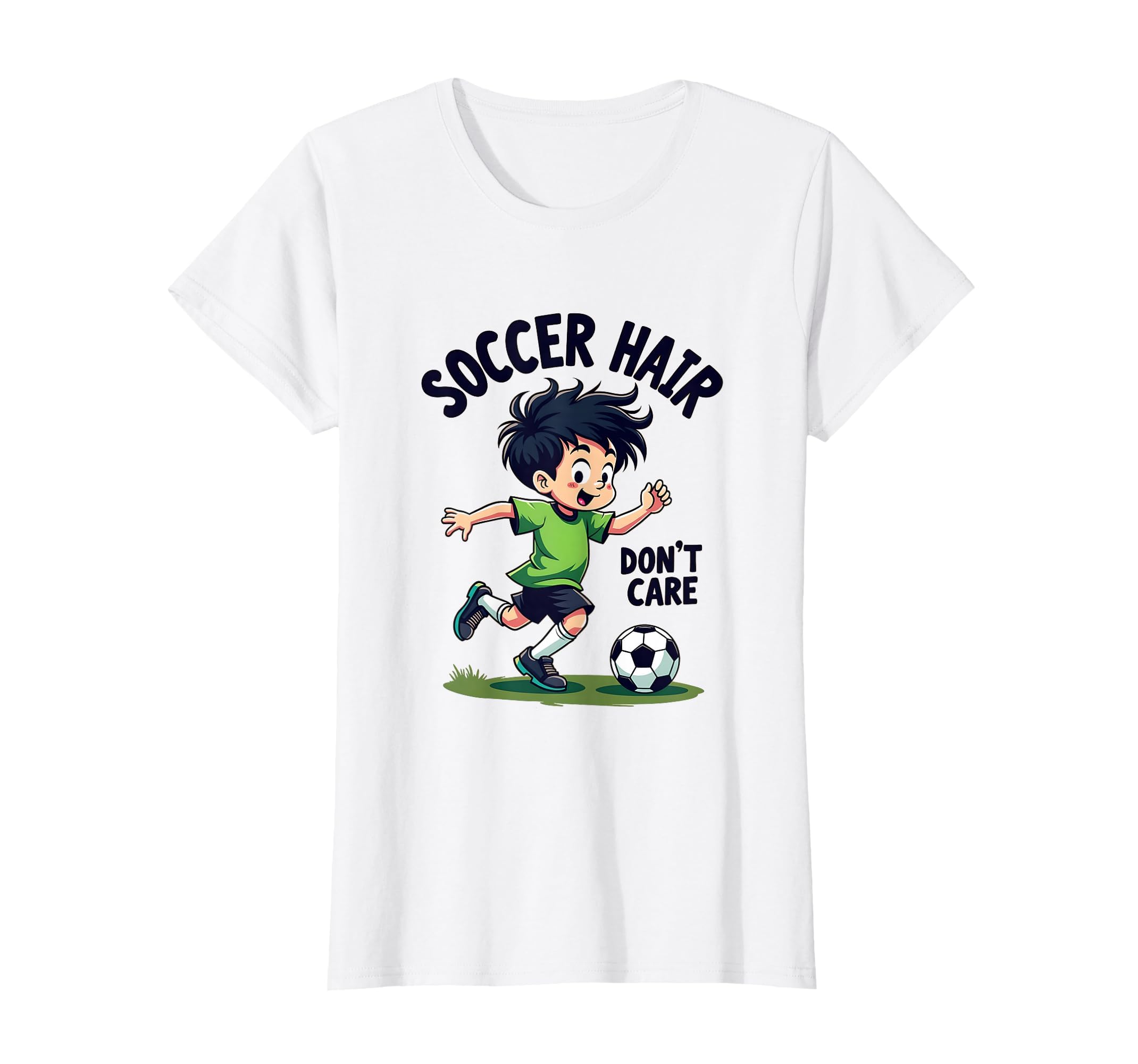 Soccer Hair Dont Care Soccer T-Shirt - Aesthetic Graphic Unisex - T-Shirt, Sweatshirt, Hoodie