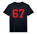 Red Distressed Number 67 Performance T-Shirt - Trendy Graphic Men Women - T-Shirt, Sweatshirt, Hoodie