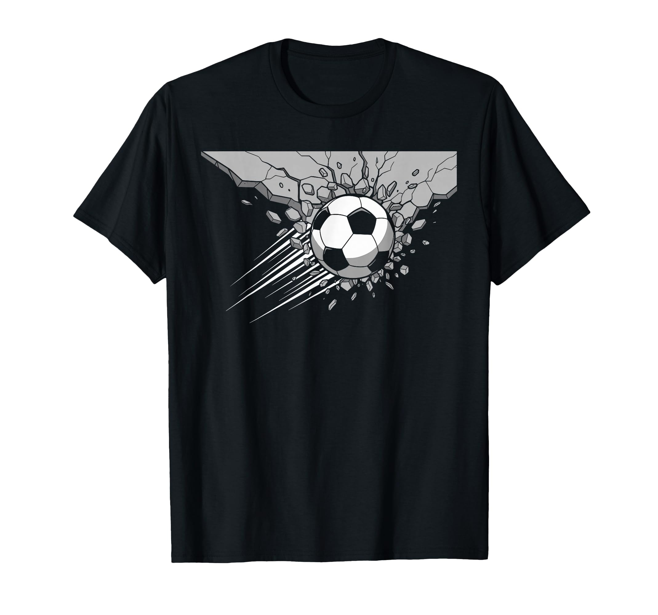 Soccer Ball Breaking Through Wall Funny T-Shirt - Unique Graphic Men Women - T-Shirt, Sweatshirt, Hoodie